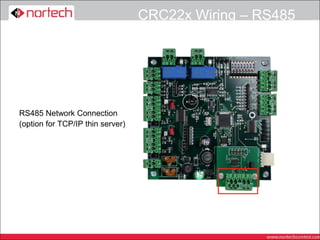 CRC22x Wiring – RS485




RS485 Network Connection
(option for TCP/IP thin server)
 