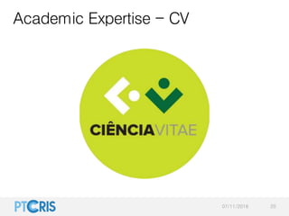 Academic Expertise - CV
07/11/2016 20
 