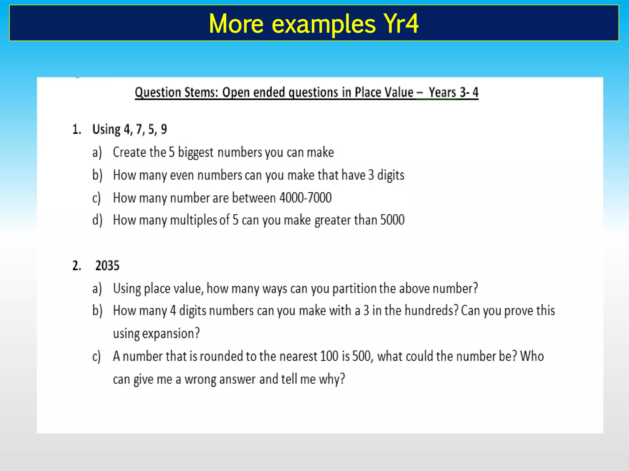 More examples Yr4
 