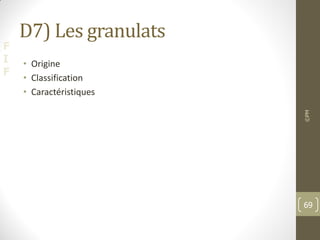 F
I
F
D7) Les granulats
• Origine
• Classification
• Caractéristiques
©PM
69
 