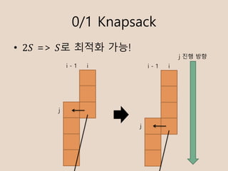 0/1 Knapsack
? 2? => ?? ??? ??!
ii - 1
j
ii - 1
j
j ?? ??
 