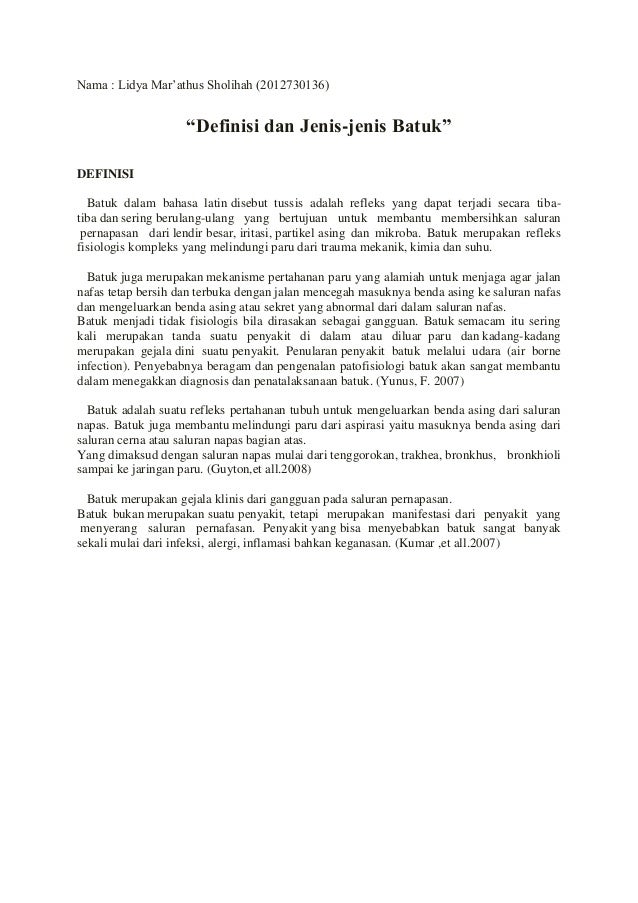 1 Definisi Dan Klasifikasi Batuk Lidya Mar Athus Sholihah