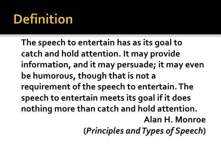 speech to entertain definition