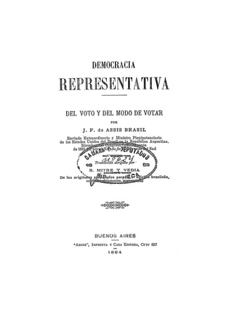 Del voto y del modo de votar - Democracia Representativa - 1894
