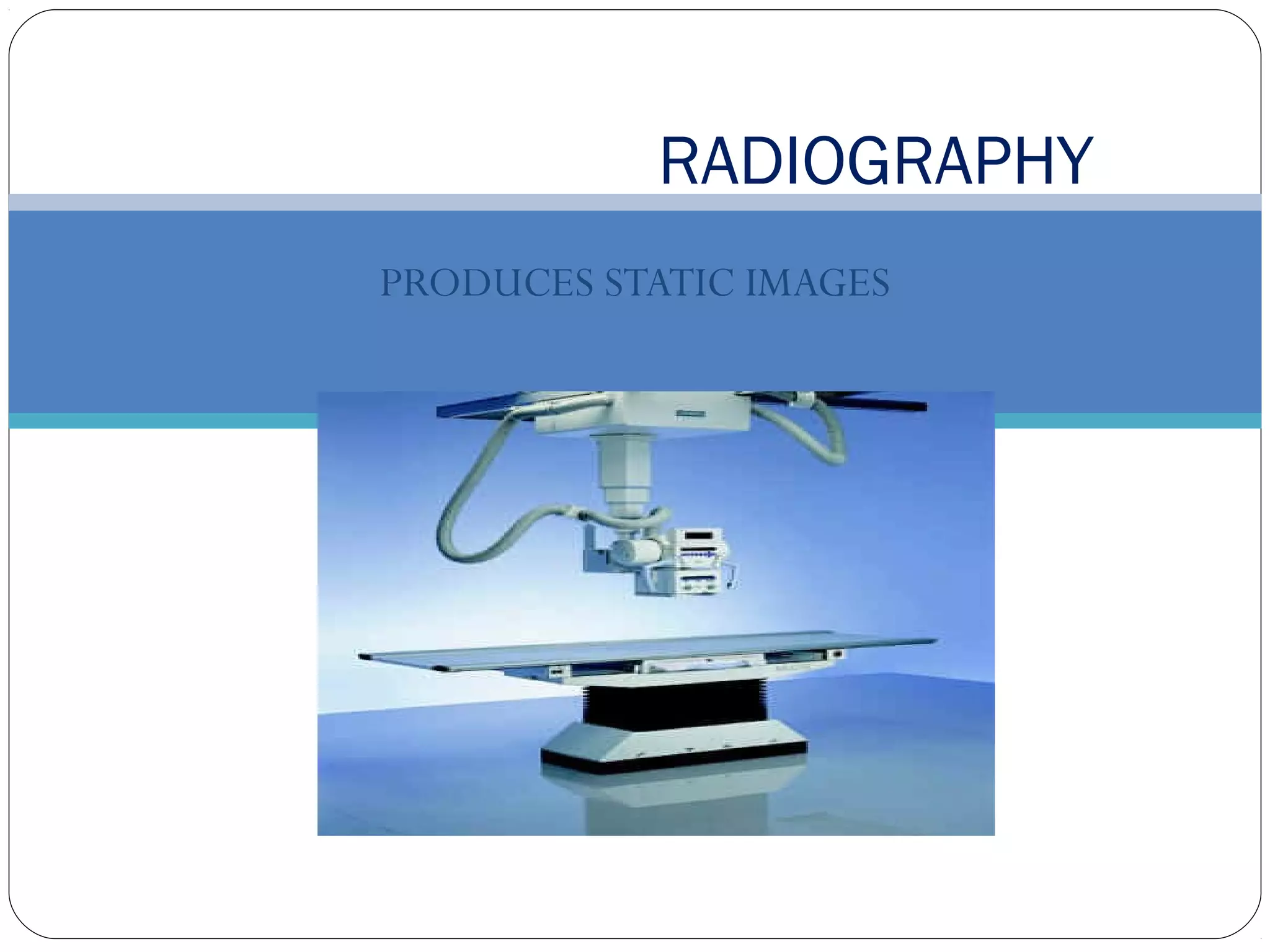 CONCONVENTIONAL
CONcCCORADIOGRAPHY
PRODUCES STATIC IMAGES
 