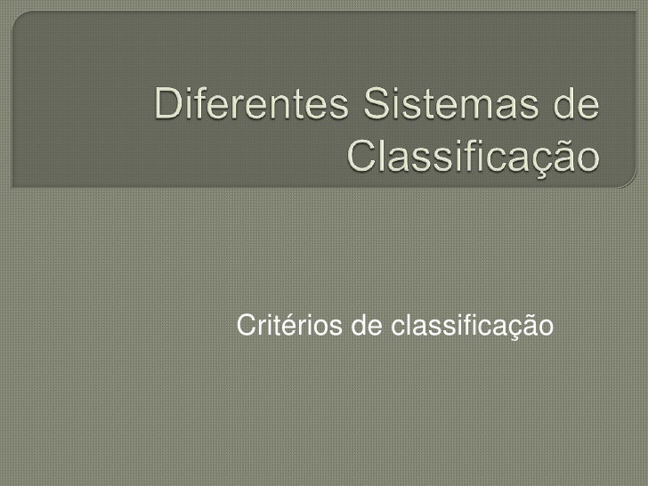 Critérios de classificação 
