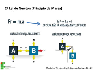 2ª Lei de Newton (Princípio da Massa)
Mecânica Técnica - Profº. Romulo Rocha – 2013.2
 