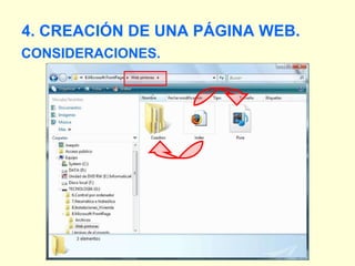 CONSIDERACIONES. 4. CREACIÓN DE UNA PÁGINA WEB. 