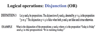 Logical operations: Disjunction (OR)
 