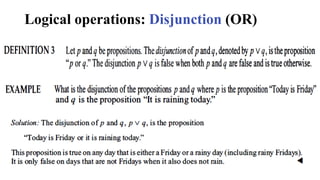 Logical operations: Disjunction (OR)
 
