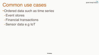 @chbatey
Common use cases
•Ordered data such as time series
-Event stores
-Financial transactions
-Sensor data e.g IoT
 