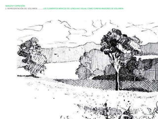 IMAGEN Y EXPRESIÓN.
2. REPRESENTACIÓN DEL VOLUMEN…………LOS ELEMENTOS BÁSICOS DEL LENGUAJE VISUAL COMO CONFIGURADORES DE VOLUMEN
 