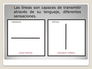    Las líneas son capaces de transmitir
    através de su lenguaje, diferentes
    sensaciones.
 