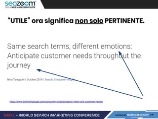 “UTILE” ora significa non solo PERTINENTE.
https://www.thinkwithgoogle.com/consumer-insights/search-intent-and-customer-needs/
 