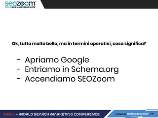 Ok, tutto molto bello, ma in termini operativi, cosa significa?
- Apriamo Google
- Entriamo in Schema.org
- Accendiamo SEOZoom
 