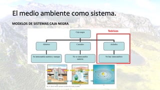 El medio ambiente como sistema.
MODELOS DE SISTEMAS CAJA NEGRA
Teóricos
 