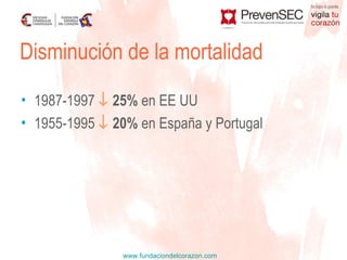 1987-1997      25%  en EE UU 1955-1995      20%  en España y Portugal Disminución de la mortalidad 