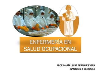 ENFERMERÍA EN
SALUD OCUPACIONAL

          PROF. MARÍA UNISE BERNALES VERA
                      SANTIAGO -II SEM 2012
 