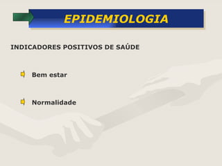 EPIDEMIOLOGIA Bem estar INDICADORES POSITIVOS DE SAÚDE Normalidade  