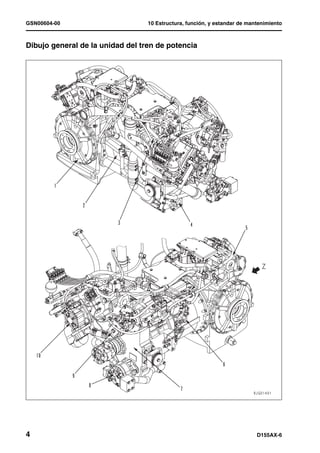 GSN00604-00                       10 Estructura, función, y estandar de mantenimiento



Dibujo general de la unidad del tren de potencia                                   1




4                                                                          D155AX-6
 