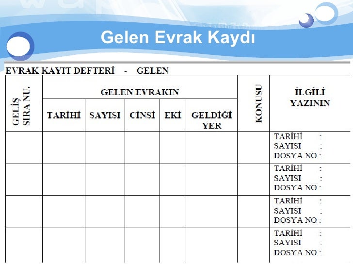 Gelen giden evrak kayıt defteri dolu örneği