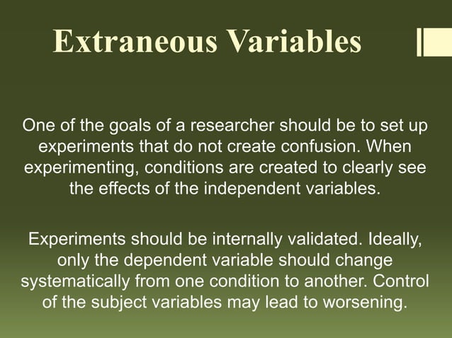 Extraneous Variables in Experiments | PPT