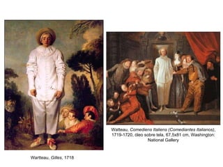 Wartteau,  Gilles , 1718 Watteau,  Comediens Italiens (Comediantes Italianos) , 1719-1720, óleo sobre tela, 67,5x81 cm, Washington: National Gallery 