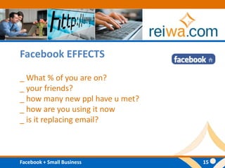 Facebook EFFECTS_ What % of you are on?_ your friends?_ how many new ppl have u met?_ how are you using it now_ is it replacing email?