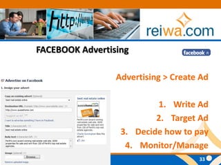 FACEBOOK AdvertisingAdvertising > Create AdWrite AdTarget AdDecide how to payMonitor/Manage