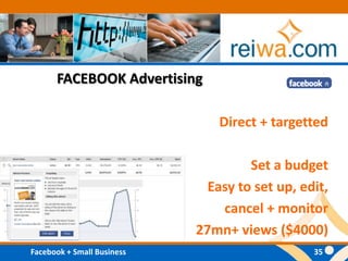 FACEBOOK AdvertisingDirect + targettedSet a budgetEasy to set up, edit, cancel + monitor27mn+ views ($4000)