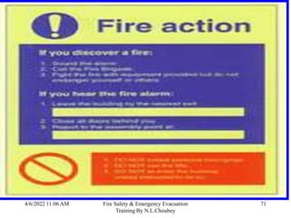 4/6/2022 11:06 AM Fire Safety & Emergency Evacuation
Training By N.L.Choubey
71
 