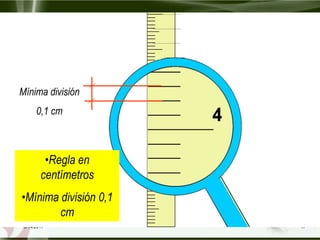 Mínima división
      0,1 cm



         •Regla en
        centímetros
•Mínima división 0,1
        cm
 8/14/2011             17
 