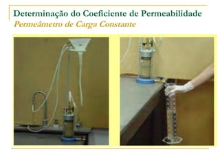 Determinação do Coeficiente de Permeabilidade
Permeâmetro de Carga Constante

 