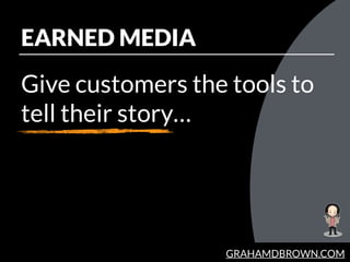 GRAHAMDBROWN.COM
EARNED MEDIA
Give customers the tools to
tell their story…
 