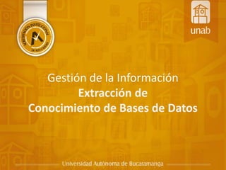 Gestión de la Información
Extracción de
Conocimiento de Bases de Datos
 