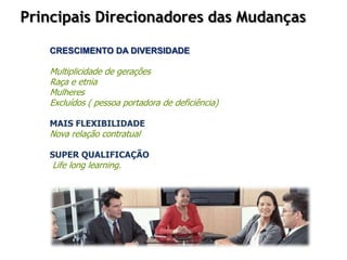 O Mundo Mudou Debaixo de Nossos Olhos!Muros foram derrubados;Fronteiras desapareceram;Distâncias encolheram;Diversidade: de inconveniente a altamente desejável;O consumidor se tornou importante;Meio ambiente virou preocupação;Qualidade de vida tornou-se uma aspiração;A concorrência ficou mais esperta;E as horas ficaram mais curtas…...