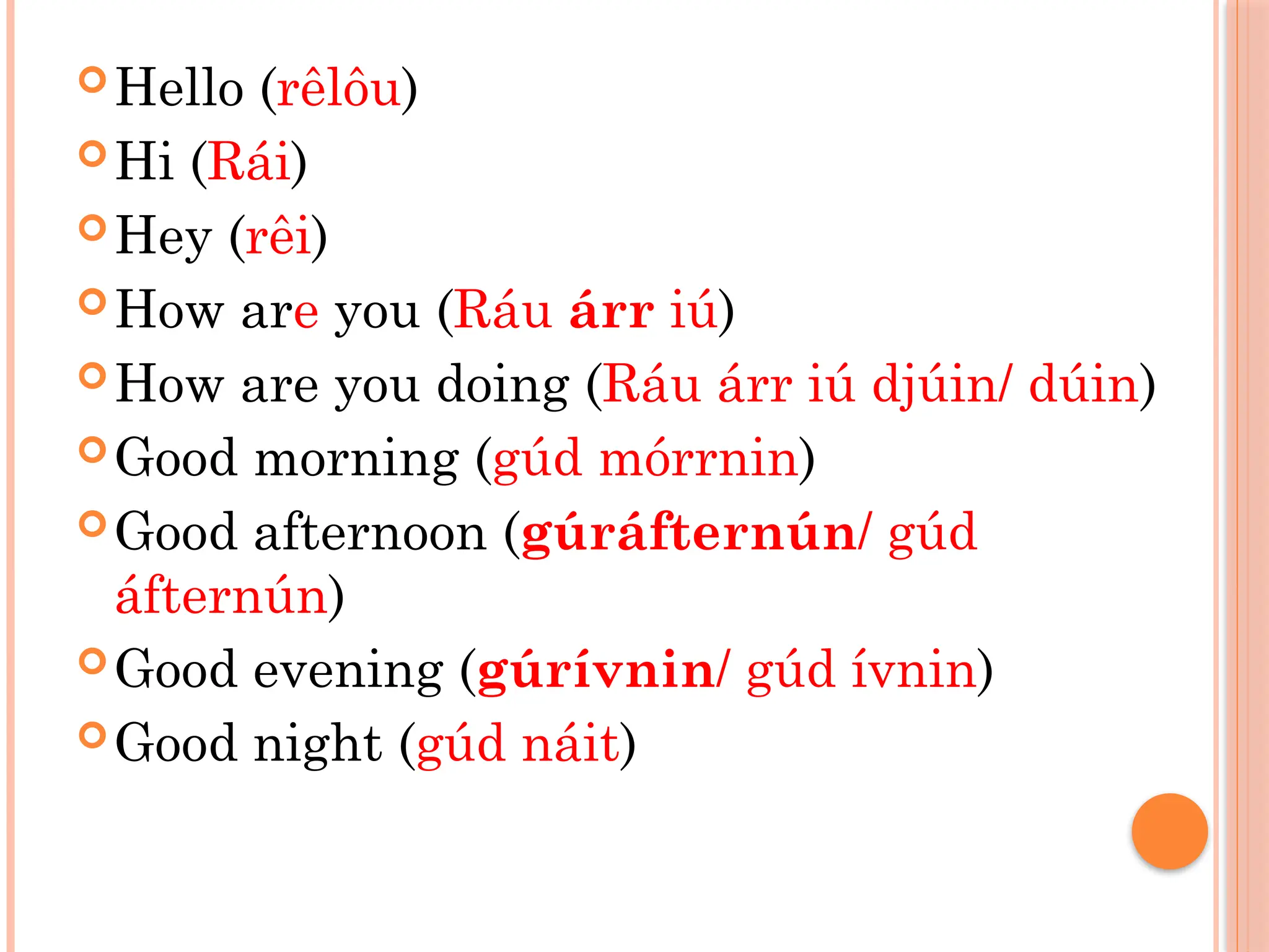 1. Greetings - Cumprimentos em inglês (begginers) | PPTX