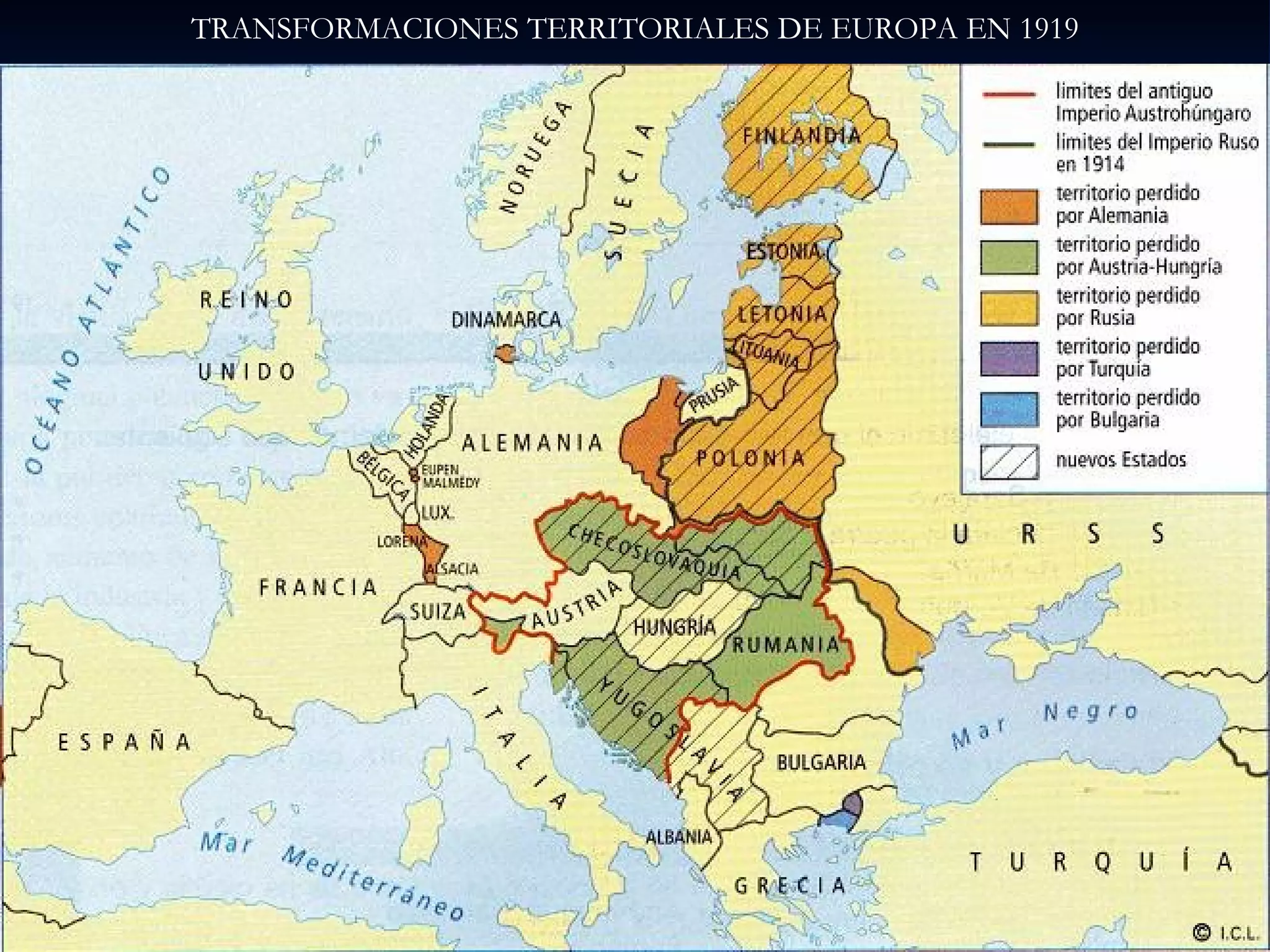 TRANSFORMACIONES TERRITORIALES DE EUROPA EN 1919