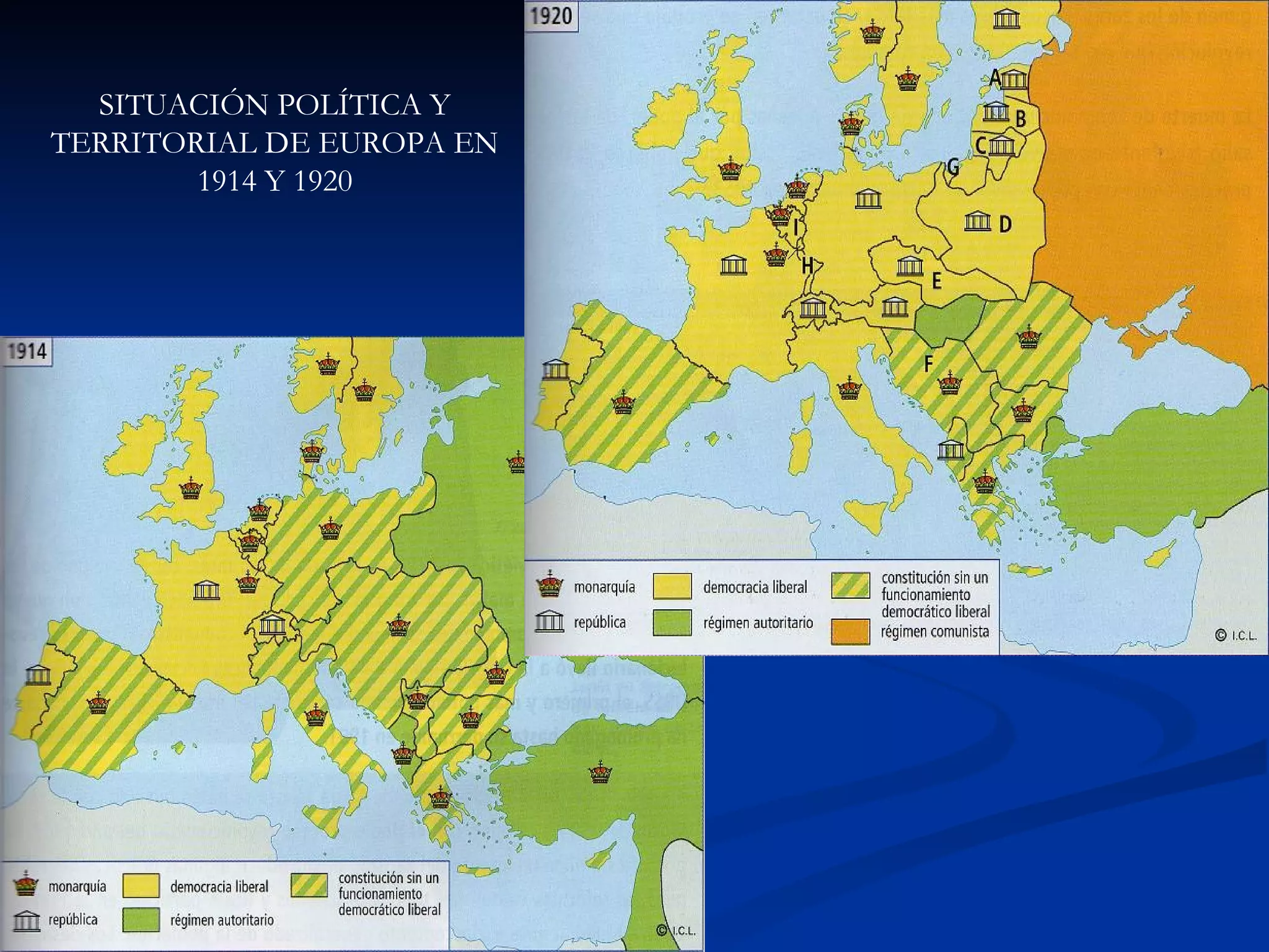 SITUACIÓN POLÍTICA Y TERRITORIAL DE EUROPA EN 1914 Y 1920