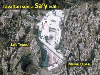 Tavaftan sonra  Sa’y  edilir. Safa Tepesi Merve Tepesi 
