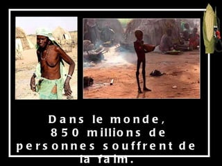 Dans le monde, 850 millions de personnes souffrent de la faim. 