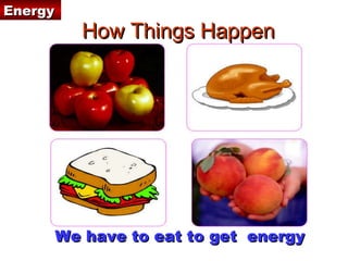 How Things Happen We have to eat to get  energy Energy 