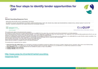 © ICLEI 2017
The four steps to identify tender opportunities for
GPP
http://www.aosp.bo.it/content/market-sounding-
respon...