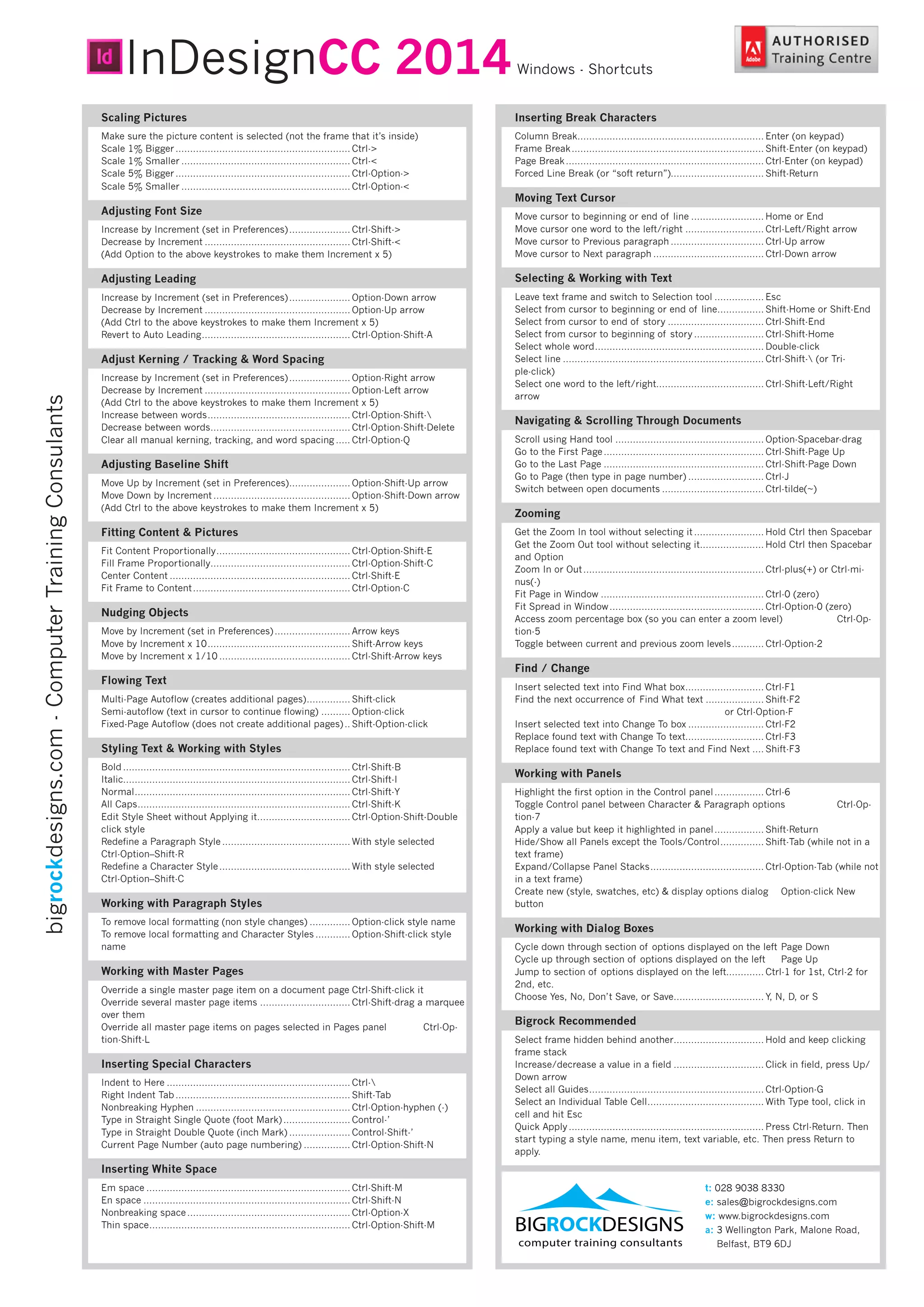 Adobe Indesign Shortcuts for Windows from Bigrockdesigns | PDF