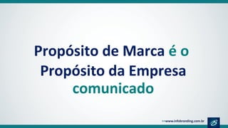 Propósito de Marca é o
Propósito da Empresa
comunicado
 