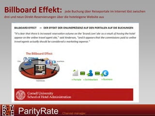 Billboard Effekt:                        jede Buchung über Reiseportale im Internet löst zwischen
drei und neun Direkt-Reservierungen über die hoteleigene Website aus
 