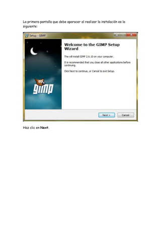 1. instalación de gimp para slide