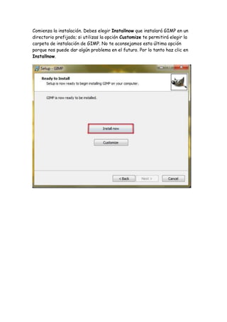 1. instalación de gimp para slide