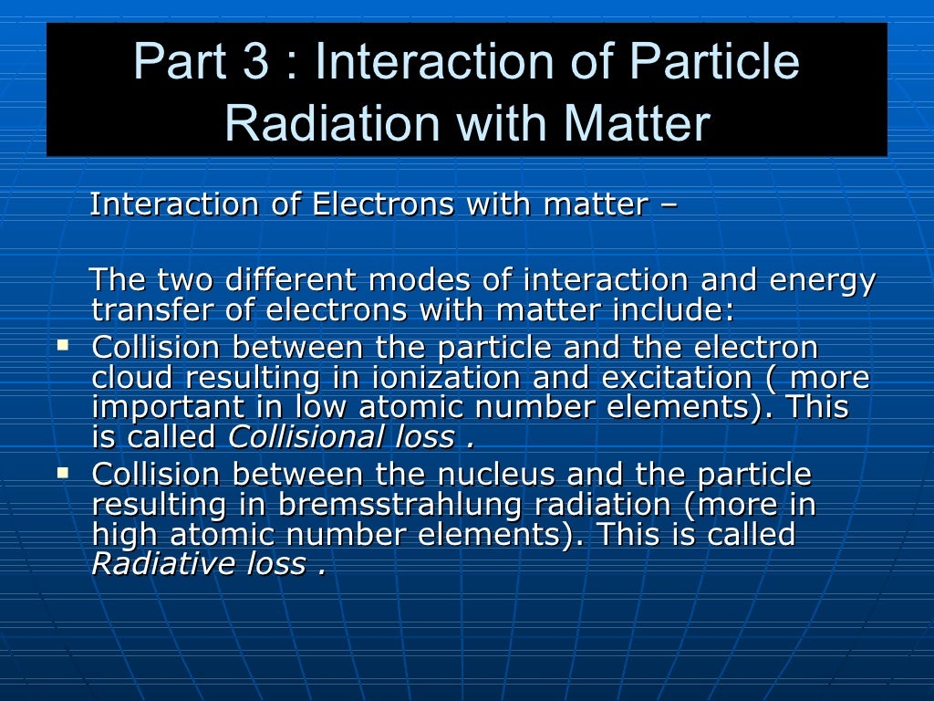 Interaction of Radiation with Matter
