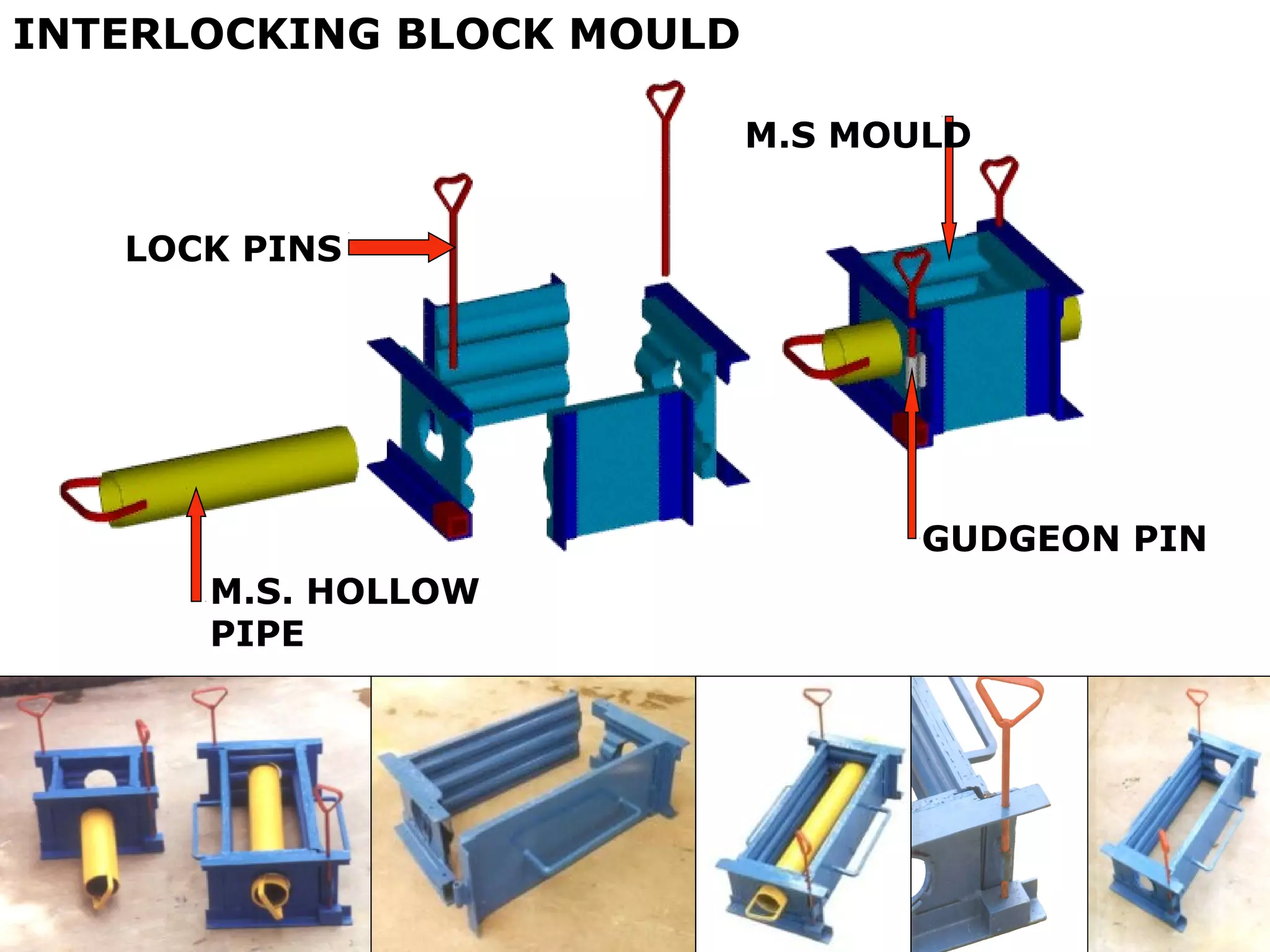 LOCK PINS
M.S. HOLLOW
PIPE
GUDGEON PIN
M.S MOULD
INTERLOCKING BLOCK MOULD
 